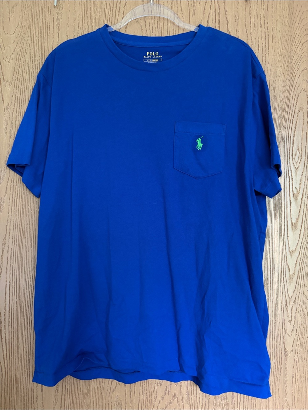 Polo by Ralph Lauren Men’s Cobalt Blue Pocket Tee with Green Logo